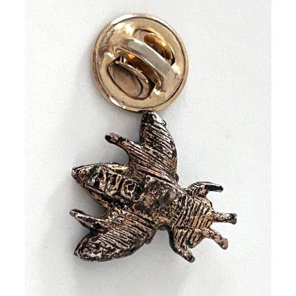 Vintage AJC Bee Fly Lapel Pin Blue Gemstone Accents Brooch - Picture 3 of 4